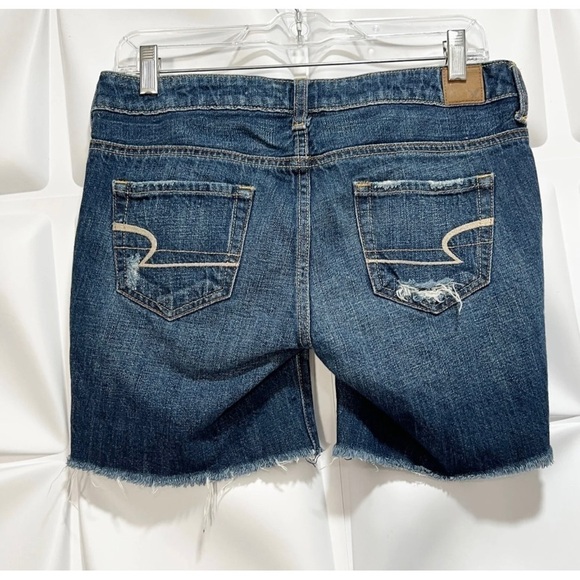 American Eagle Womens Sz 0 Distressed Raw Hem Denim Blue Jean Cut Off Shorts - Picture 3 of 5